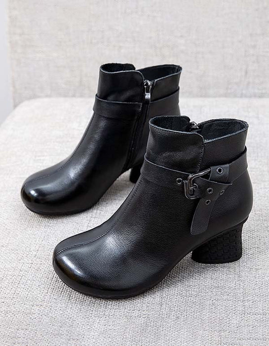 Handmade Retro Leather Ankle Strap Chunky Boots Dec Shoes Collection 2021 117.00