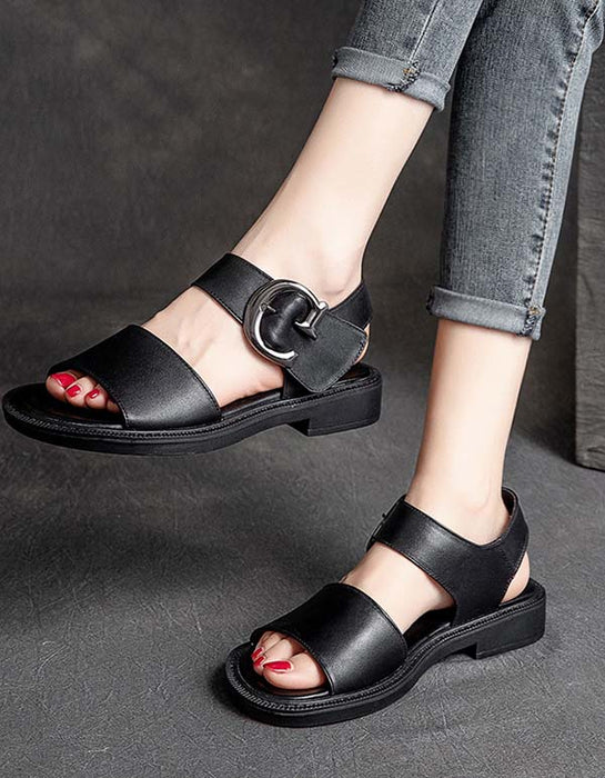 Handmade Retro Leather Big Buckle Sandals May Shoes Collection 2022 79.90