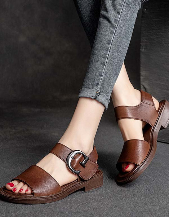 Summer Leather Wide Toe Box Sandals — Obiono