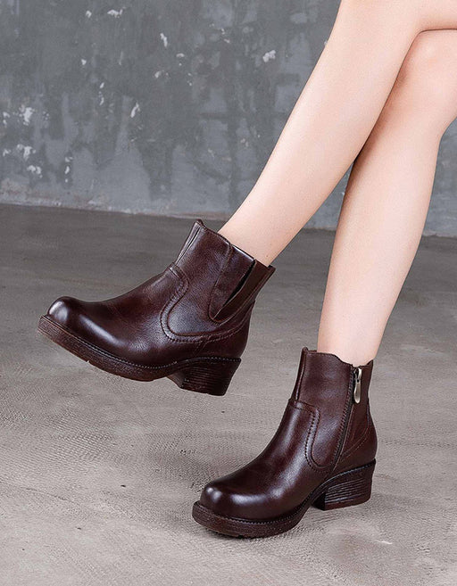 Handmade Retro Leather Chunky Heel Boots March New 2020 99.80