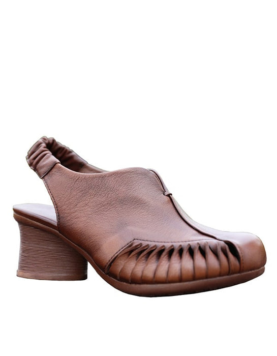 Handmade Retro Leather Chunky Heels July New Arrivals 2020 74.30