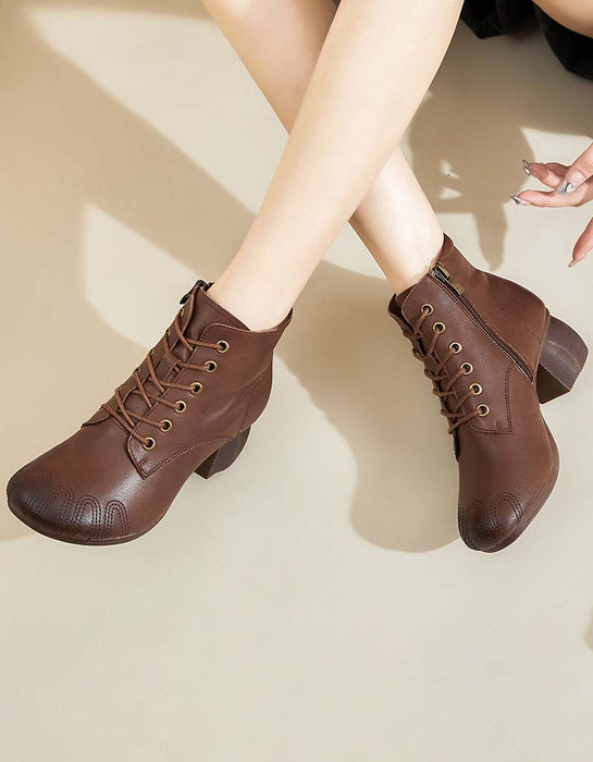 Handmade Retro Leather Chunky Women's Boots Dec Shoes Collection 2022 91.00