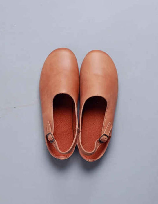 Handmade Retro Leather Comfortable Close Toe Flats