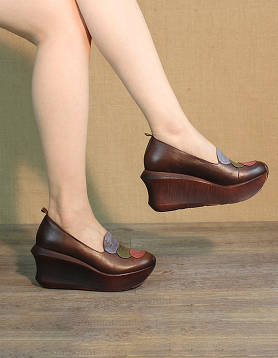 Handmade Retro Leather Elegant Wedge Sandals Oct New Trends 2020 115.00