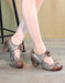 Handmade Retro Leather Hollow Flower Chunky Heels May Shoes Collection 2022 105.00