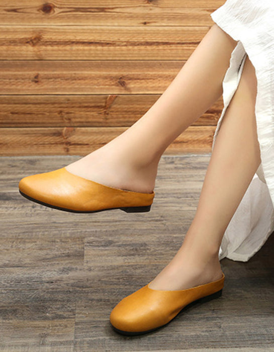 Comfortable Retro Leather Slippers Mules 35-43