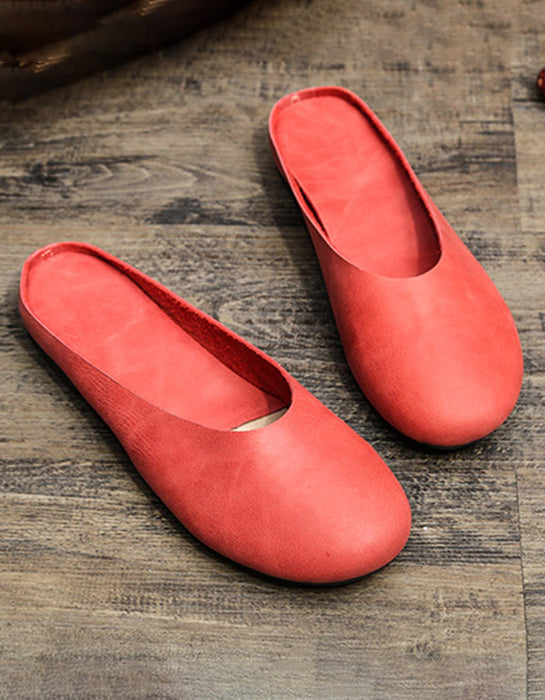 Comfortable Retro Leather Slippers Mules 35-43
