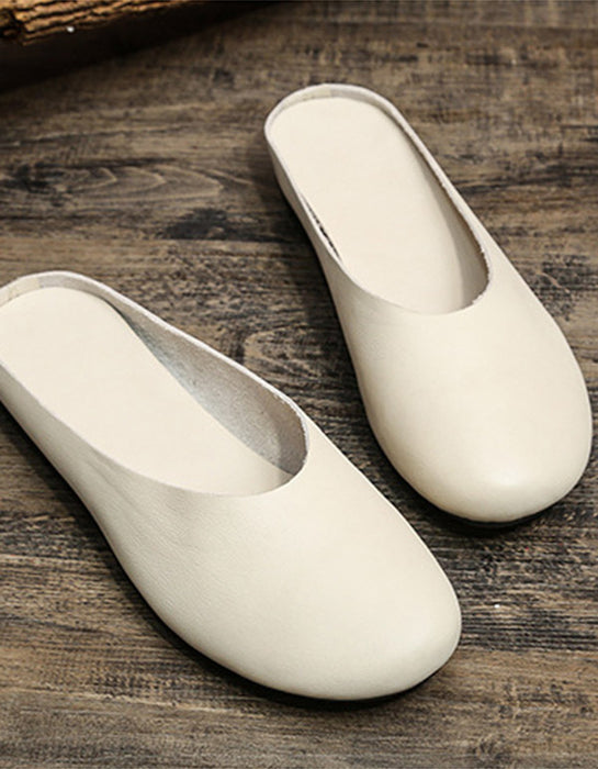 Comfortable Retro Leather Slippers Mules 35-43