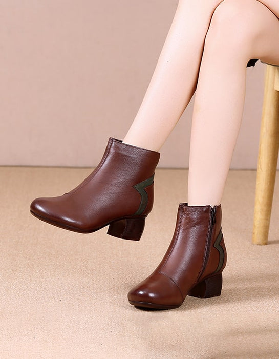 Handmade Retro Leather Stitching Chunky Boots Nov Shoes Collection 2021 68.60