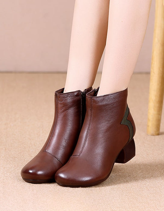 Handmade Retro Leather Stitching Chunky Boots Nov Shoes Collection 2021 68.60
