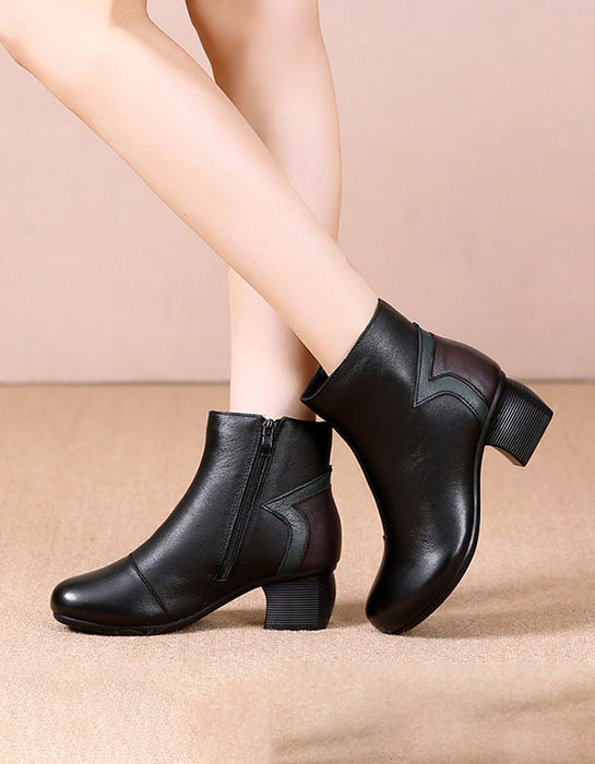 Handmade Retro Leather Stitching Chunky Boots Nov Shoes Collection 2021 68.60