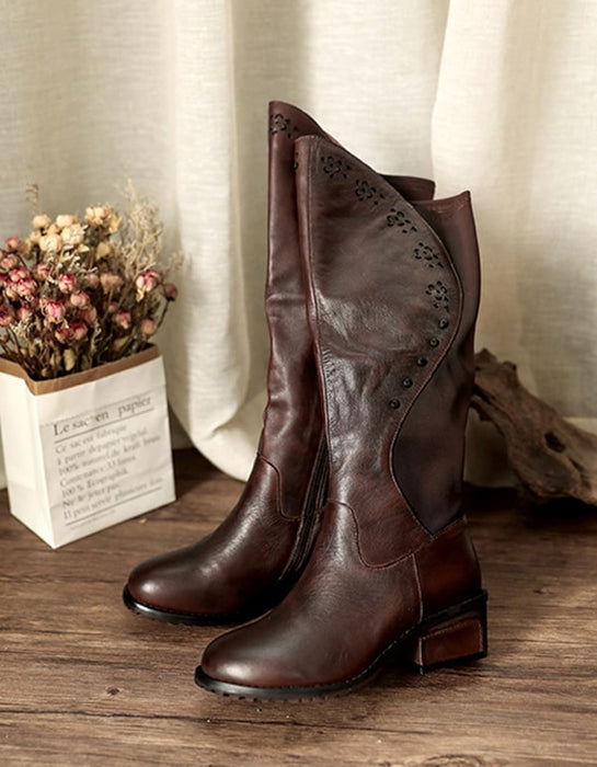 Handmade Retro Leather Women Knee High Boots Nov New Trends 2020 189.00