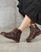 Handmade Retro Leather Women Roundhead Booties Dec New Trends 2020 76.50