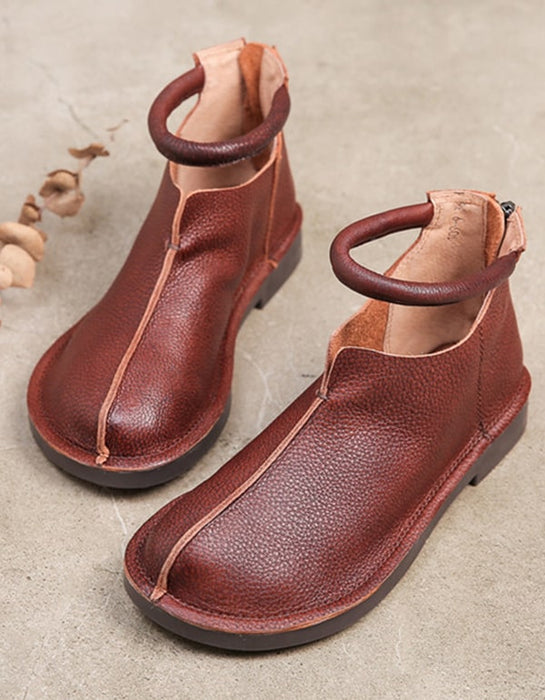 Handmade Retro Leather Women's Shoes Flat Bottom