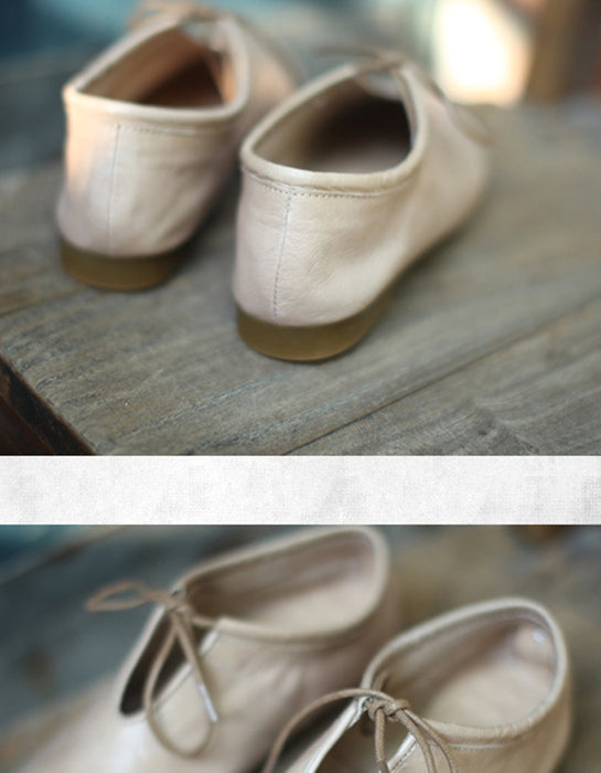 Handmade Retro Pointed Toe Leather Flats