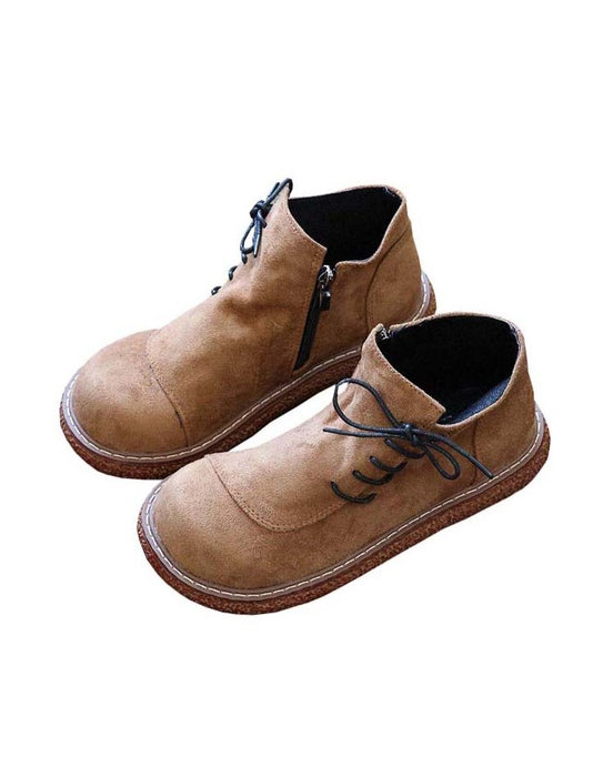 Retro Side Lace-up Suede Spring Shoes
