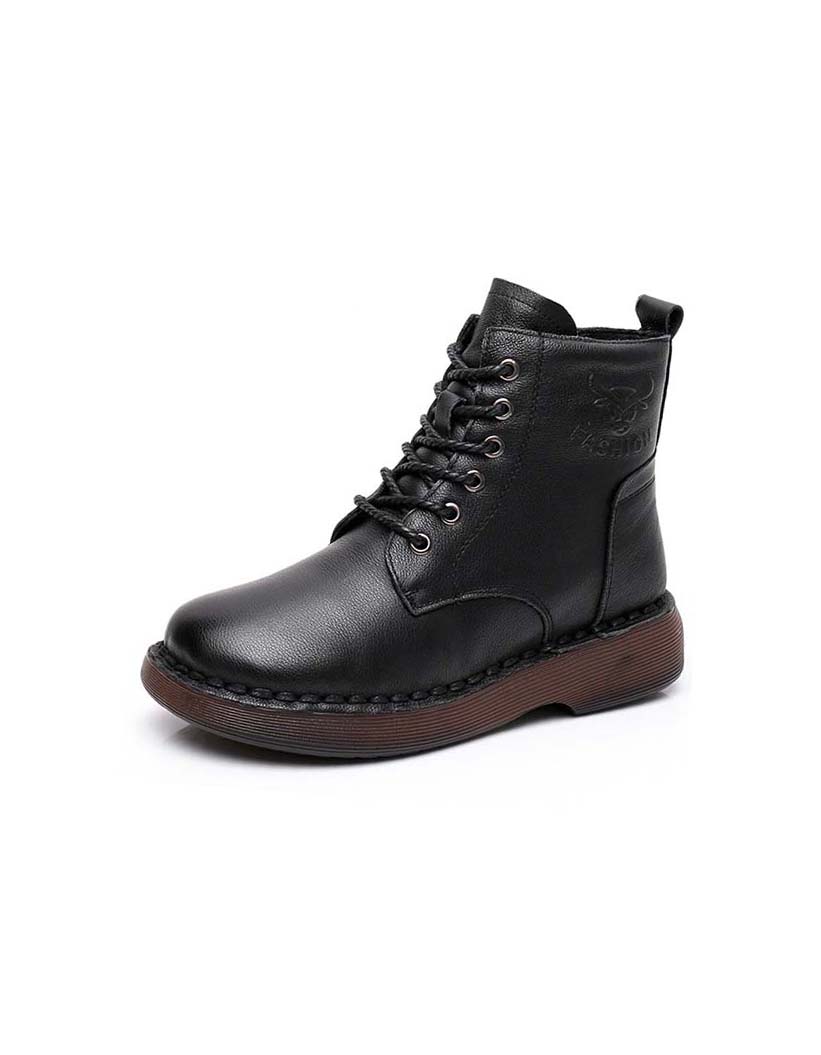 Handmade Retro Soft Leather Plush Winter Boots — Obiono