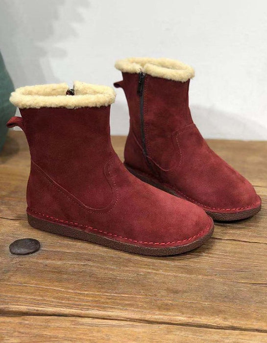 Handmade Retro Suede Winter fur Boots