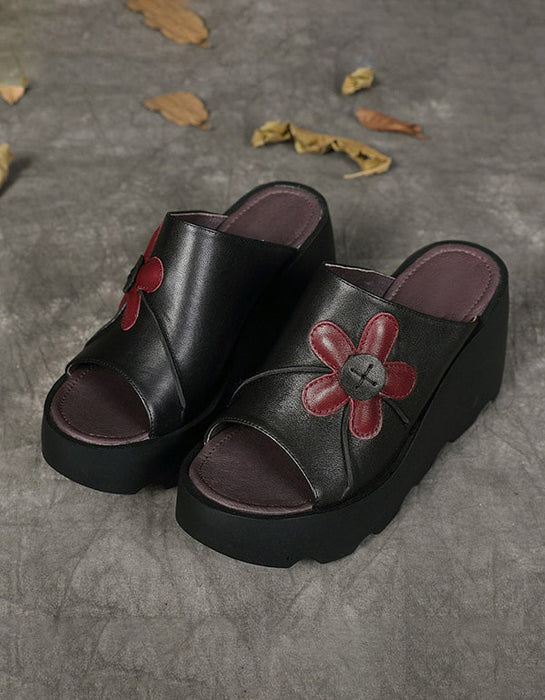 Handmade Retro Summer Black Wedge Slippers July New Arrivals 2020 91.70
