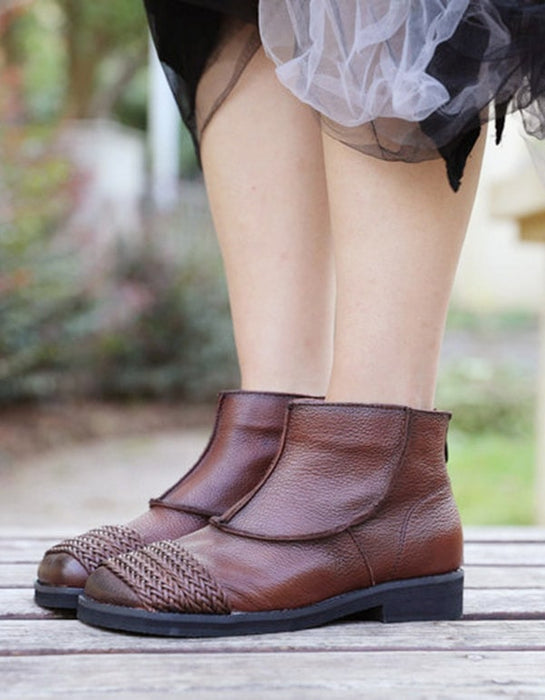Handmade Soft-soled Retro Leather Short Boots