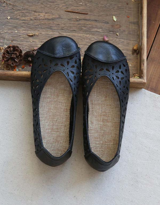 Handmade Soft Leather Hollow Retro Flats April Shoes Collection 2022 64.60