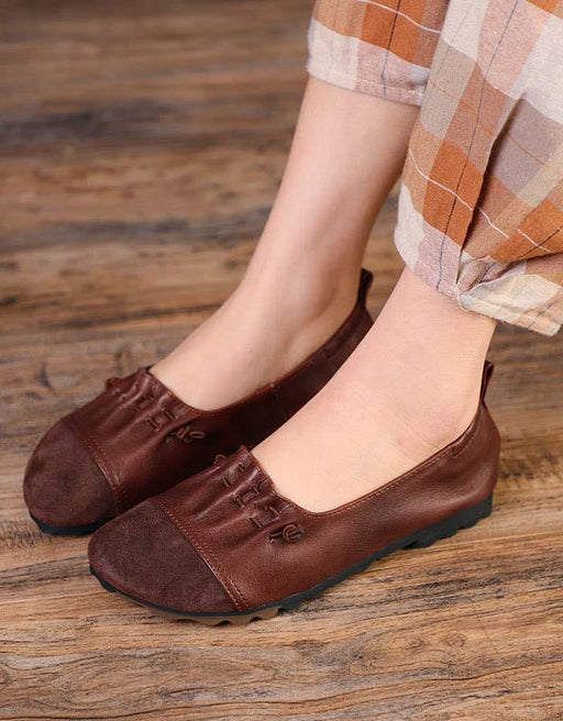 Handmade Soft Leather Paneled Mules Retro Flats March Shoes Collection 2022 77.30