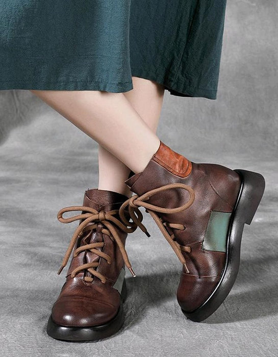 Handmade Stitching Leather Short Boots Sep New Trends 2020 104.60