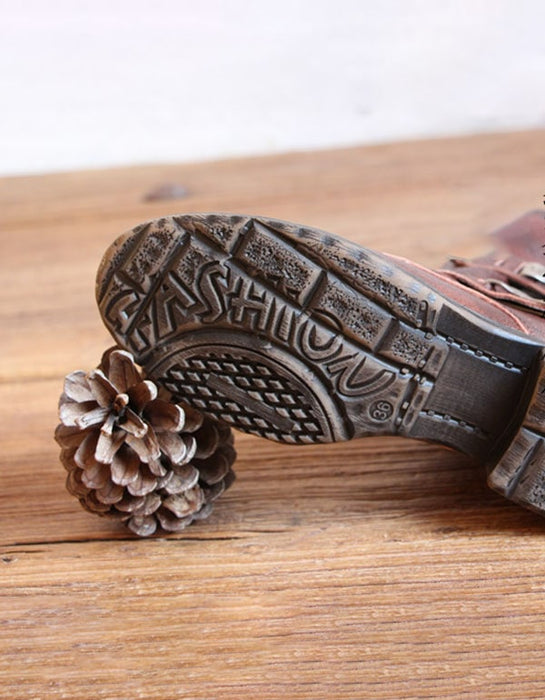 Handmade British Style Vintage Buckle Motorcycle Boots Oct Shoes Collection 2021 178.00