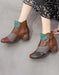 Handmade Color-block Hollow Vintage Chunky Booties March Shoes Collection 2022 85.00