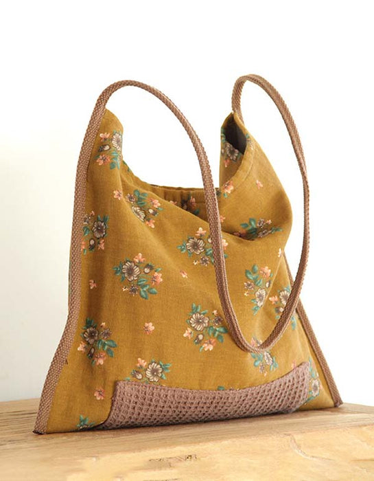 Handmade Vintage Floral Linen One Shoulder Bag Accessories 45.30