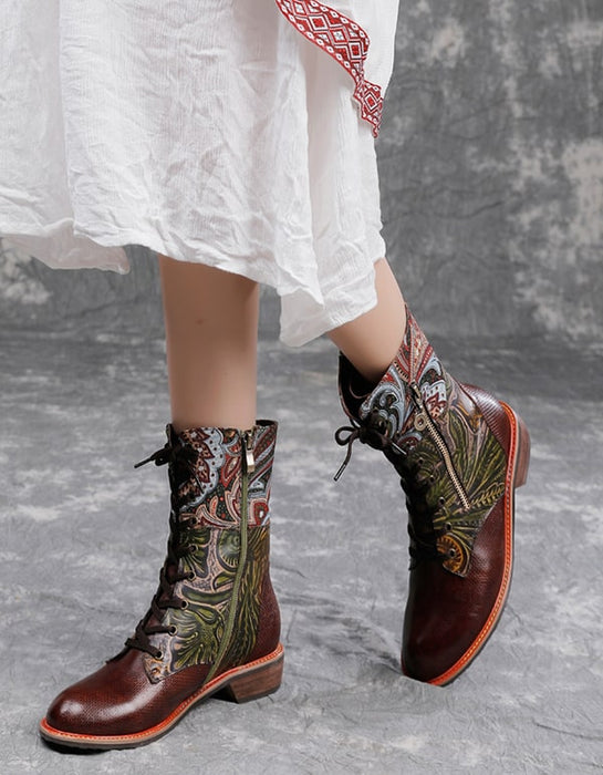 Handmade Vintage Leather Bohemian Mexican Lace-up Ankle Boots Oct New Trends 2020 99.70