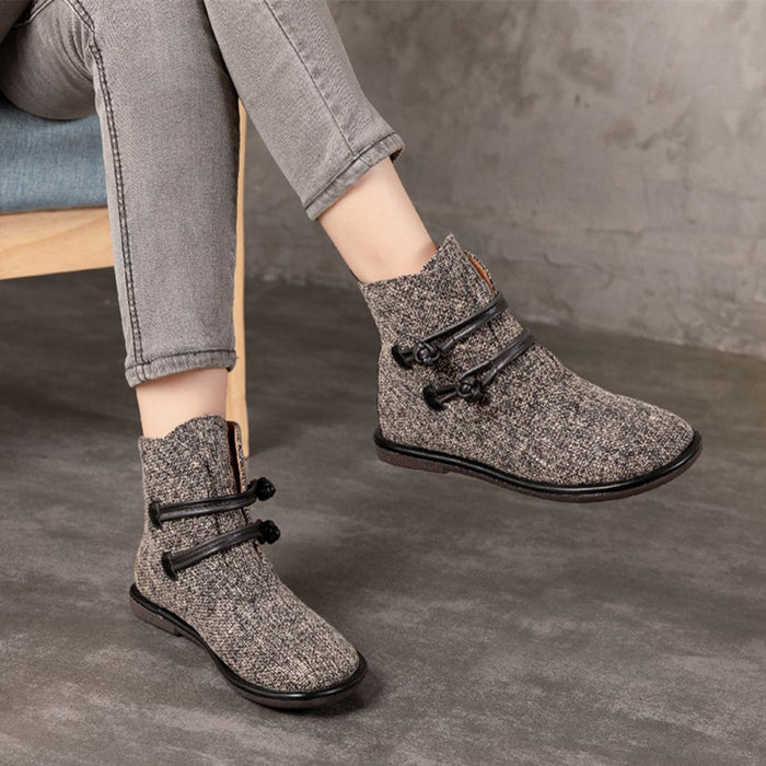 Handmade Cotton Retro Women's Ankle Boots | Gift Shoes