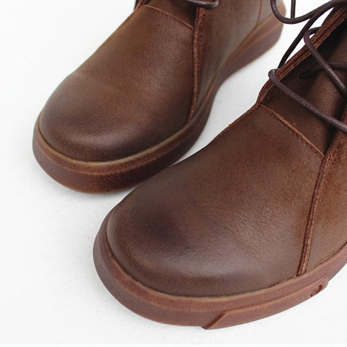 Handmade Leather Lace-up Martin Short Boots March New 2020 94.00