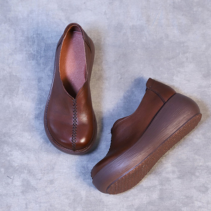 Spring Handmade Leather Retro Wedge Shoes November New 2019 88.90