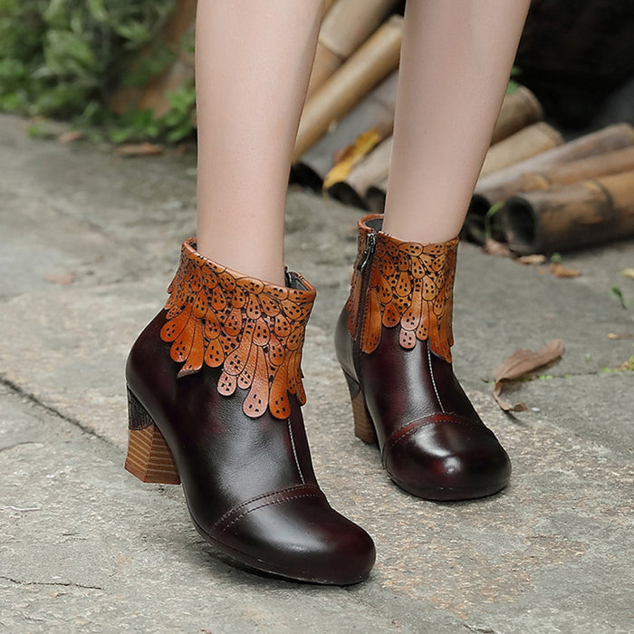 Handmade Leather High Heeled Boots | Gift Shoes