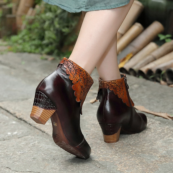 Handmade Leather High Heeled Boots | Gift Shoes