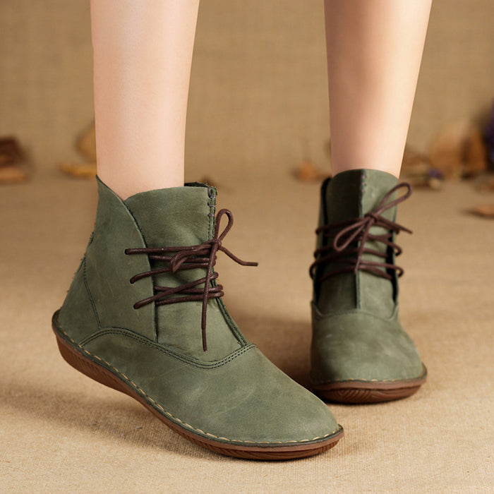 Handmade Retro Flat Short Boots | Gift Shoes | 35-42