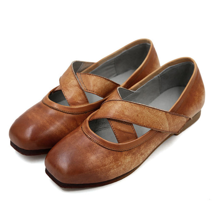 Handmade Retro Leather Flat Comfortable Women's Shoes | Gift Shoes