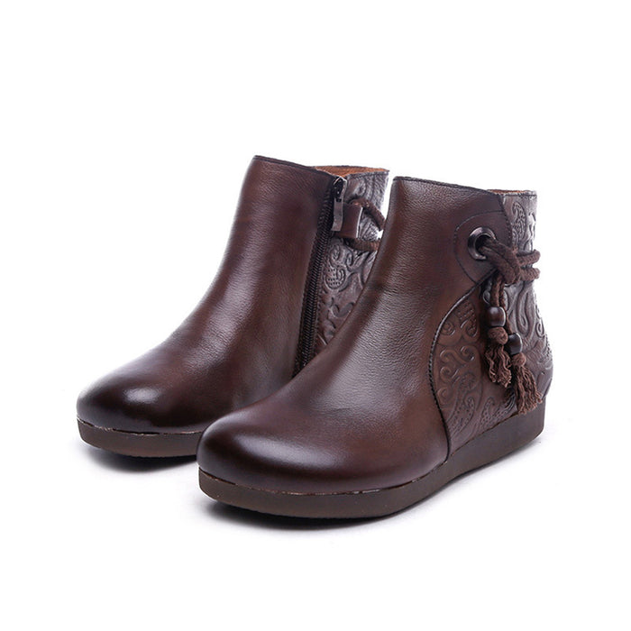 Handmade Retro Leather Short Boots | Gift Shoes