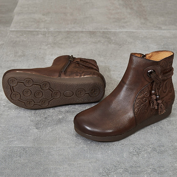 Handmade Retro Leather Short Boots | Gift Shoes