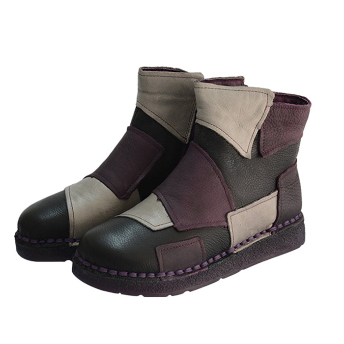 Handmade Velvet Patch Retro Boots 35-43 | Gift Shoes