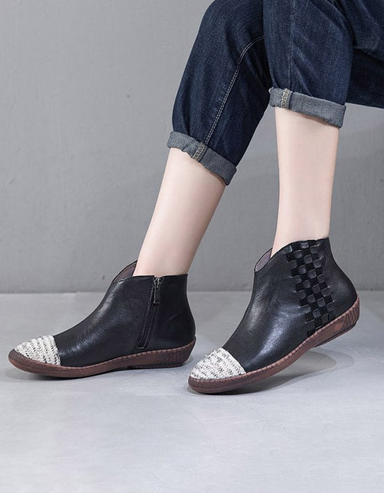 Handmade retro Leather women's Flat boots