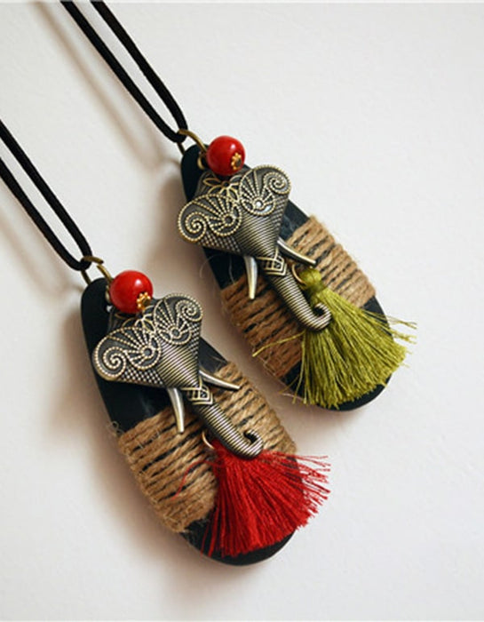 Handmade Wooden Elephant Long Necklace Accessories 21.50