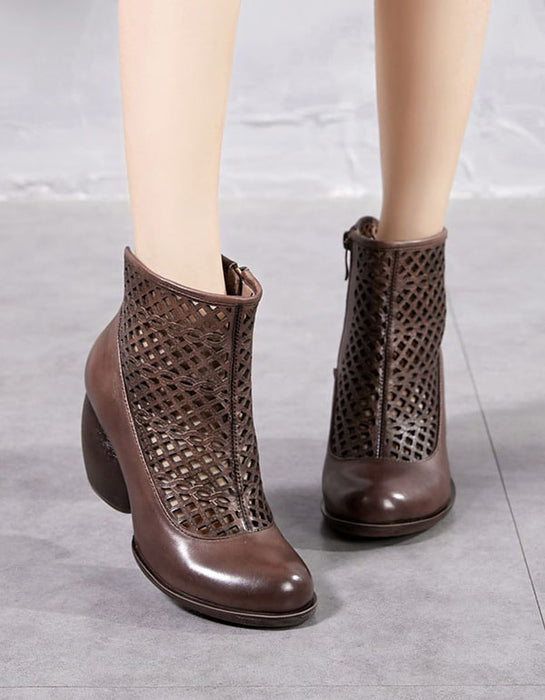 Hollow Chunky Heels Round Head Short Boots June New 2020 89.88