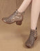 Handmade Retro Leather Hollow Chunky Heels Sandals Feb Shoes Collection 2022 79.90