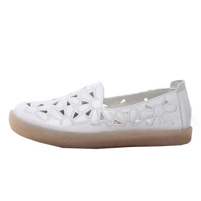Hollow Leather Women Casual Flats 34-41 | Gift Shoes