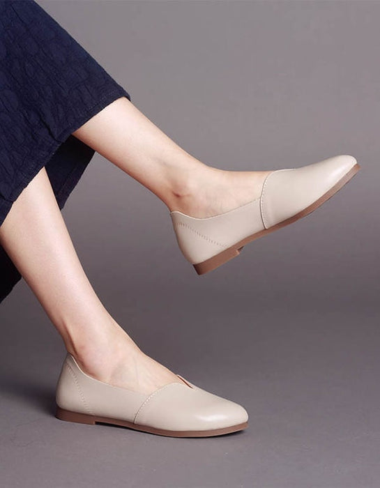 Homemade Soft Bottom Comfortable Simple Leather Flats