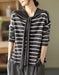 Knit Striped Pullover Loose Long Sleeve Shawl Shirt Accessories 45.00