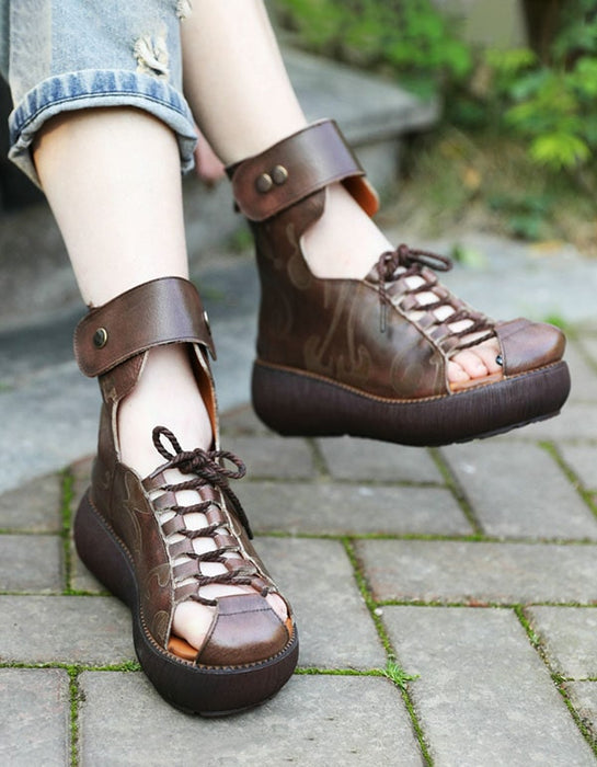 Lace-Up Handmade Leather Summer Wedge Sandals June New 2020 79.99