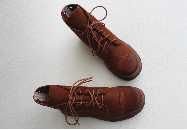 Lace Up Non-Slip Soft Leather Women's Boots